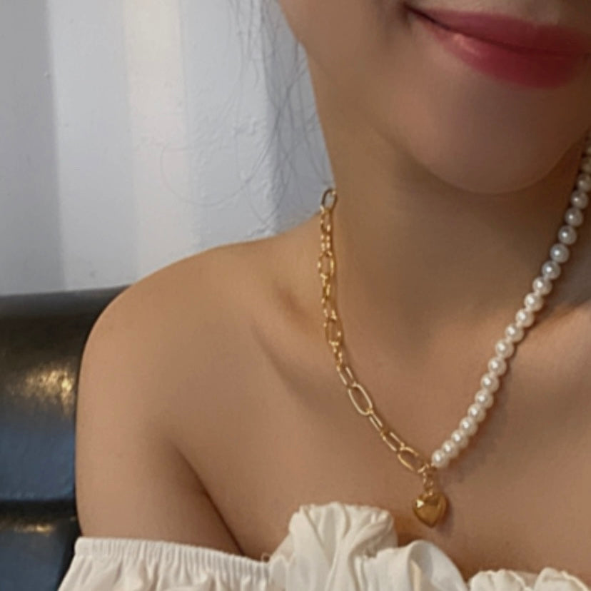 【Jooli Jewellery】Ineffable愛心珍珠項鍊|18k鍍金飾品|項鍊