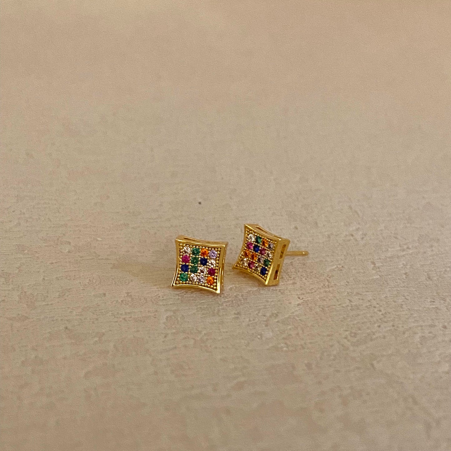 【Jooli Jewellery】Iridescent方形耳環|18k鍍金飾品|耳環