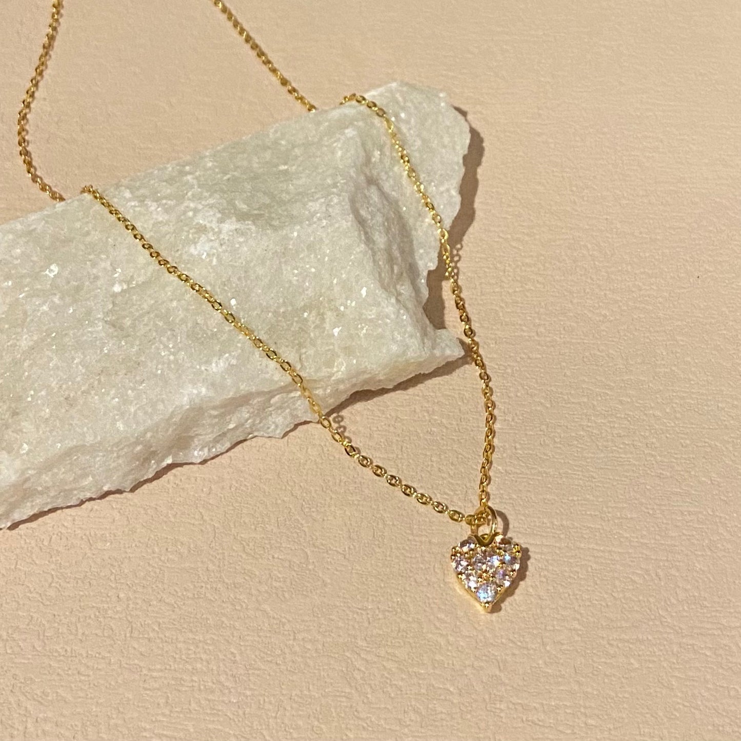 【Jooli Jewellery】Limerence愛心鑽項鍊|18k鍍金飾品|愛心項鍊