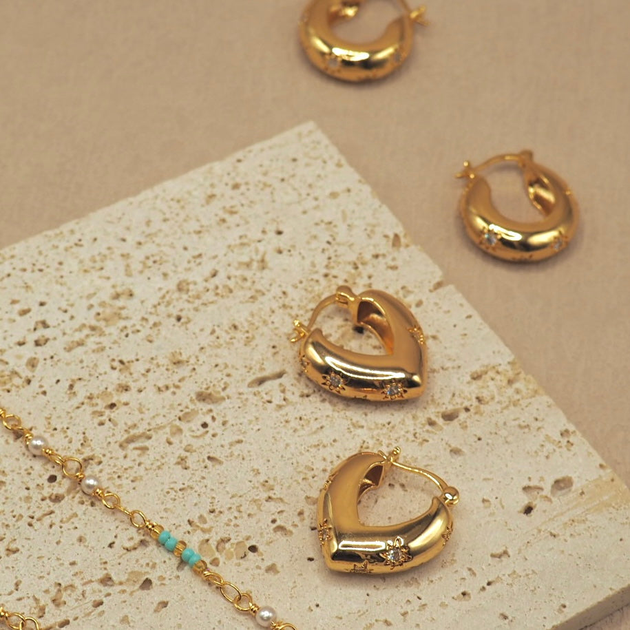 【Jooli Jewellery】Syzygy愛心耳環|18k鍍金飾品|耳環