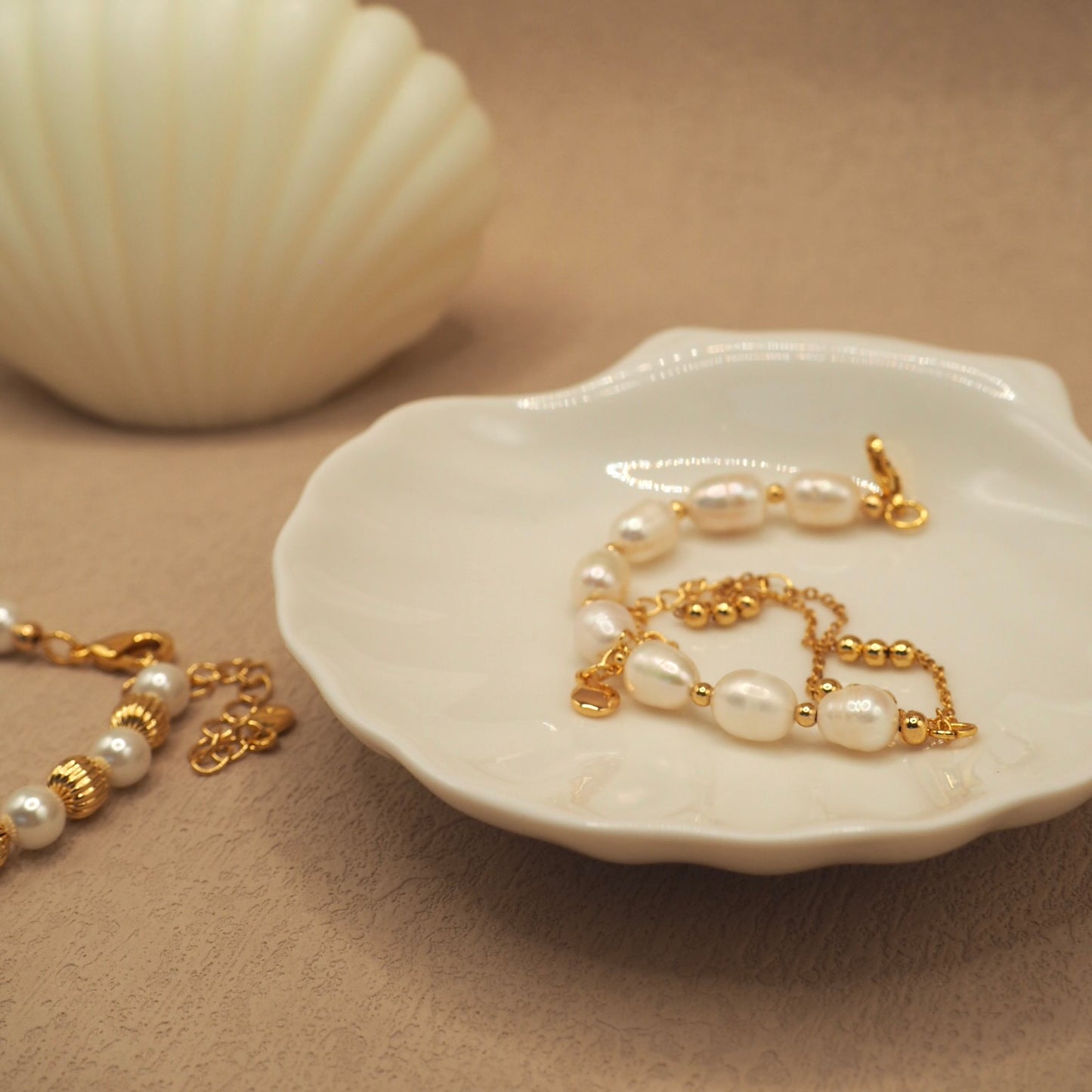 【Jooli Jewellery】Ethereal不規則珍珠手鍊|18k鍍金飾品|手鍊
