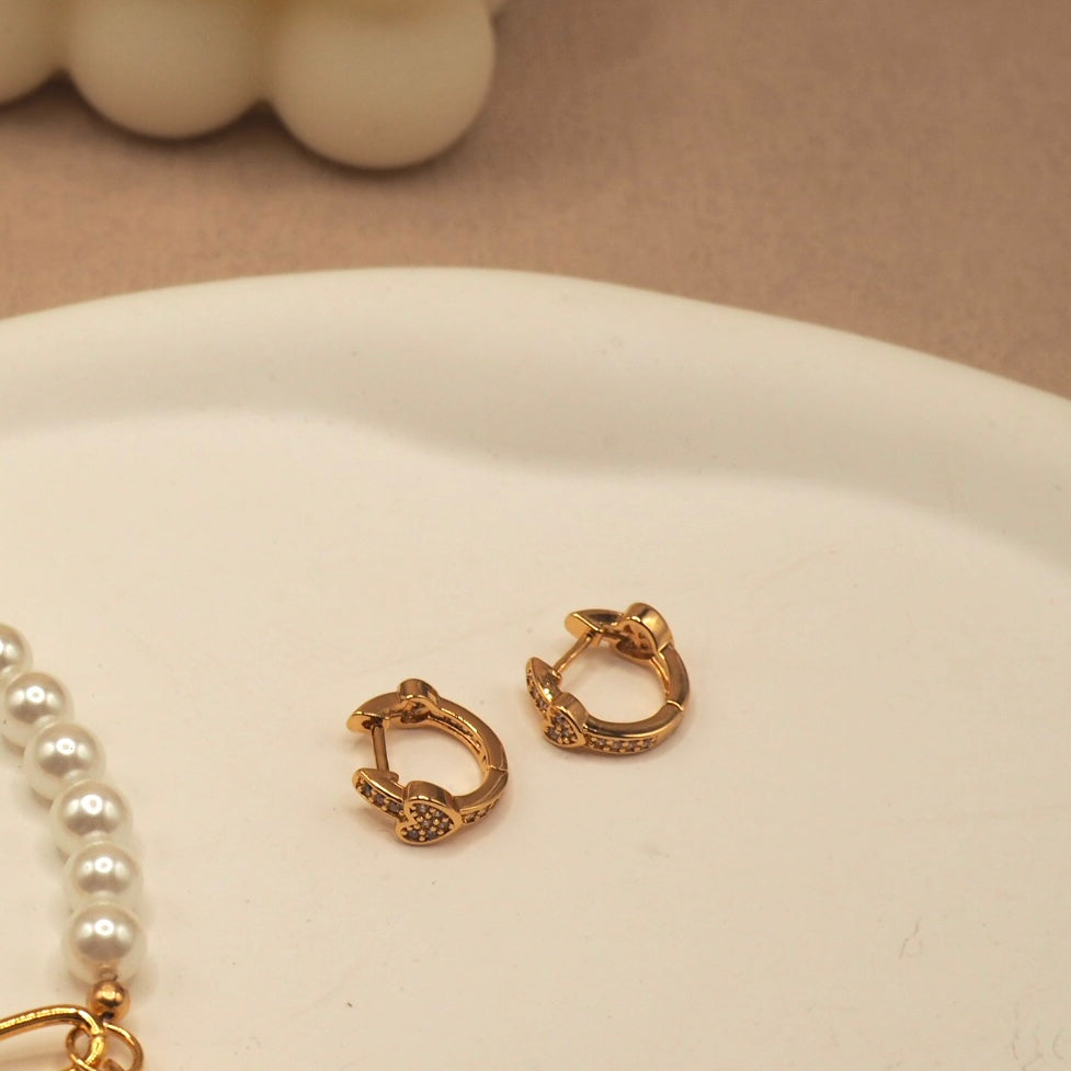 【Jooli Jewellery】Limerence愛心鑽耳環|18k鍍金飾品|耳環