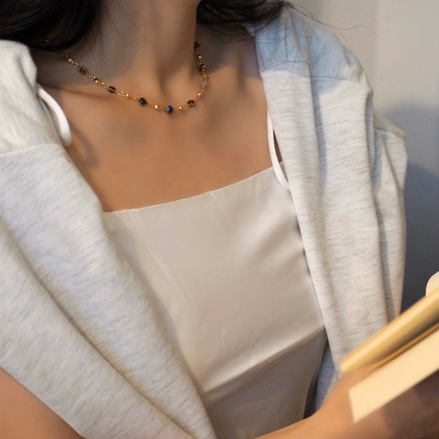 【Jooli Jewellery】Iridescent彩鑽項鍊|18k鍍金飾品|日常項鍊