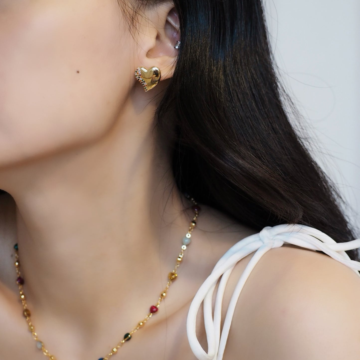 【Jooli Jewellery】Iridescent大愛心耳環|18k鍍金飾品|耳環