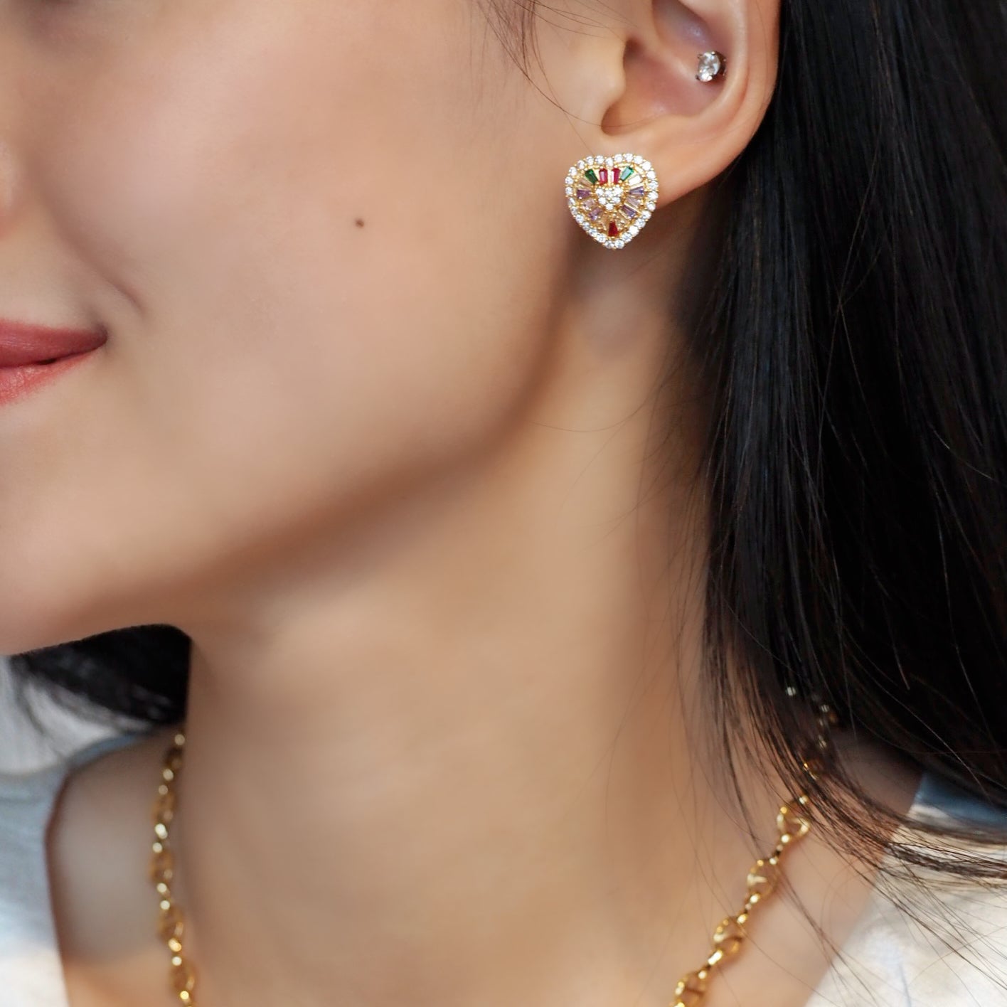 【Jooli Jewellery】Iridescent彩鑽耳環|18k鍍金飾品|耳環