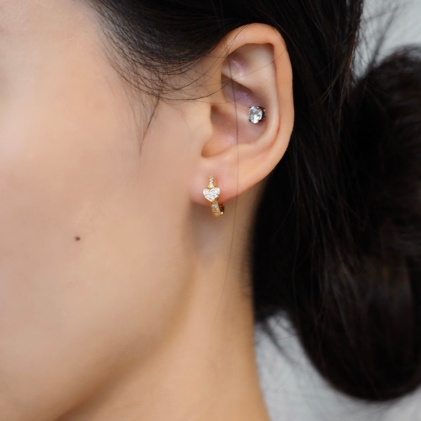 【Jooli Jewellery】Limerence愛心鑽耳環|18k鍍金飾品|耳環
