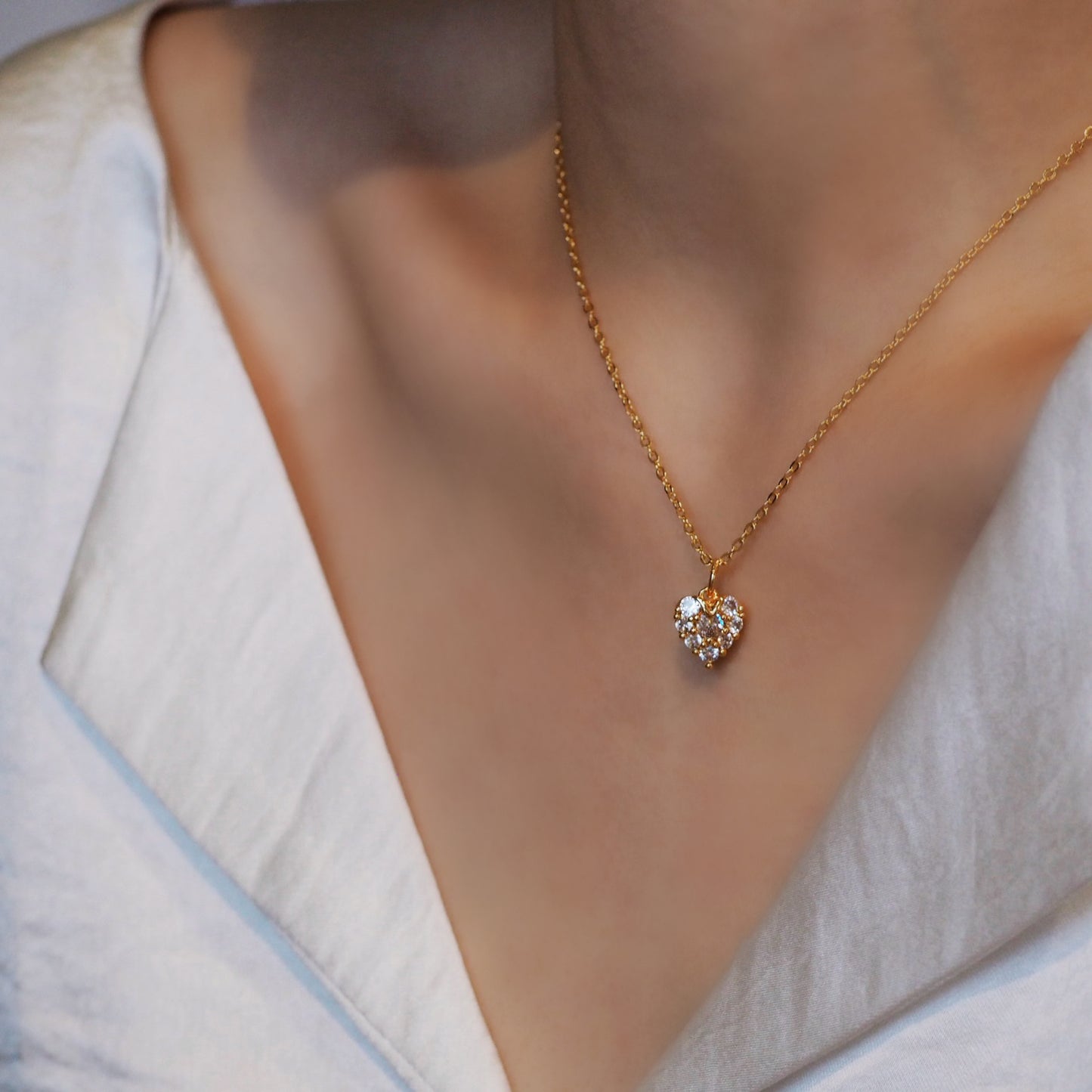 【Jooli Jewellery】Limerence愛心鑽項鍊|18k鍍金飾品|愛心項鍊