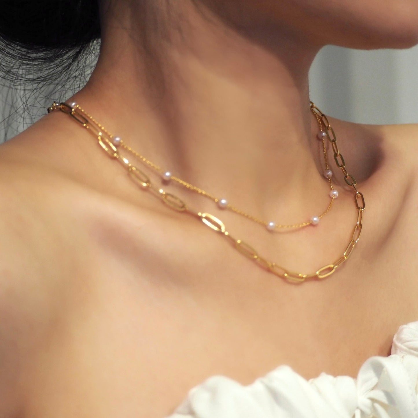 【Jooli Jewellery】Ineffable小珍珠疊戴項鍊|18k鍍金飾品|項鍊