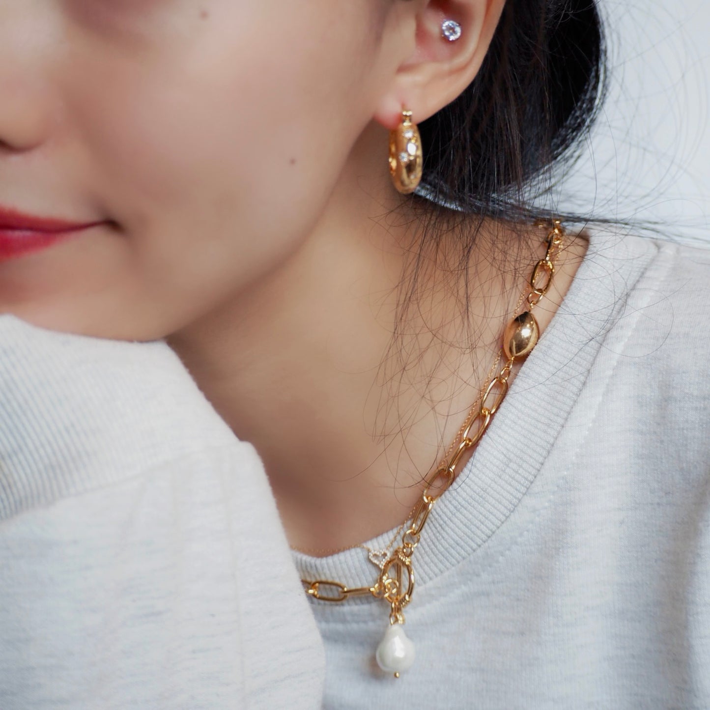 【Jooli Jewellery】Ineffable人魚眼淚項鍊|18k鍍金飾品|項鍊