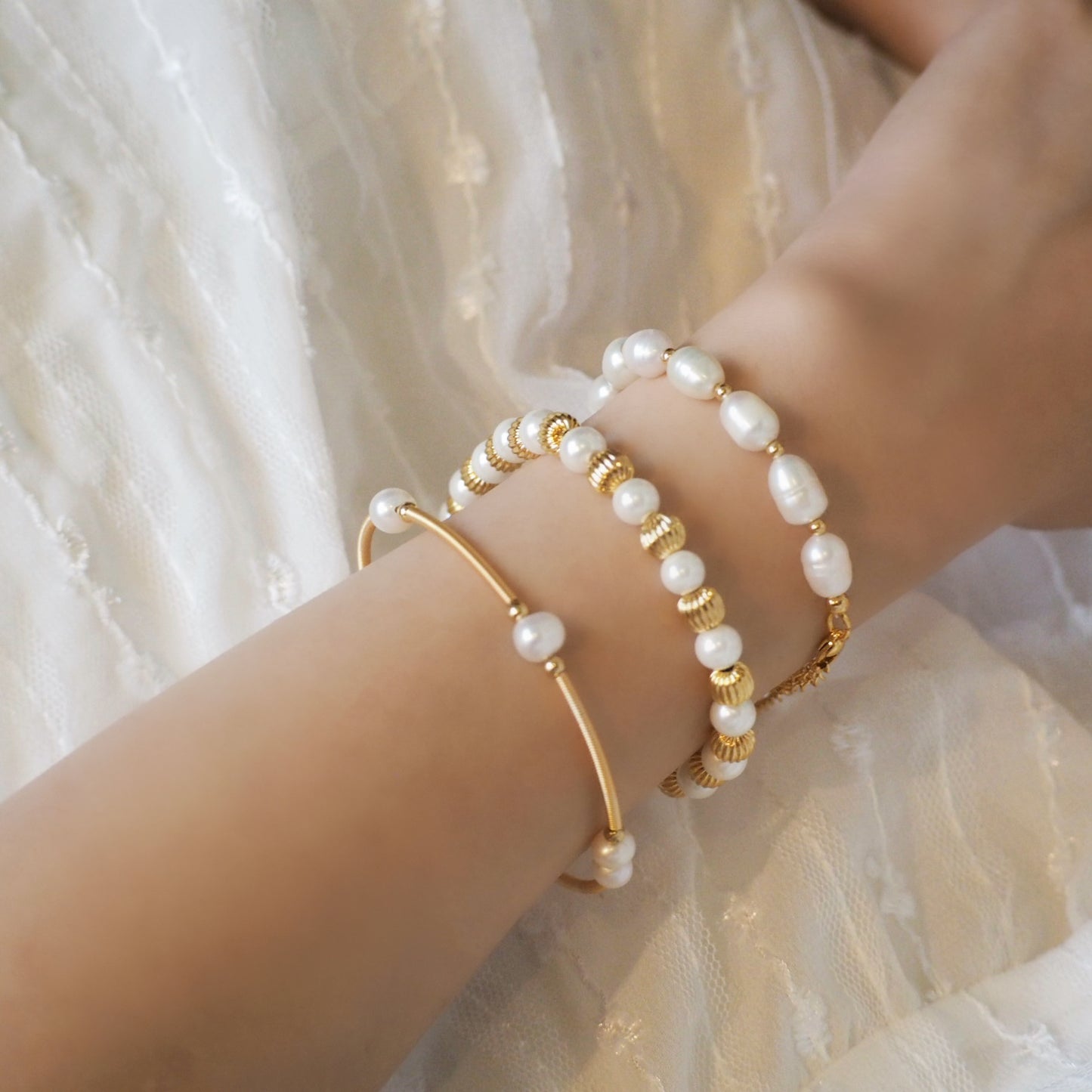 【Jooli Jewellery】Ethereal珍珠手環|18k鍍金飾品|手鍊