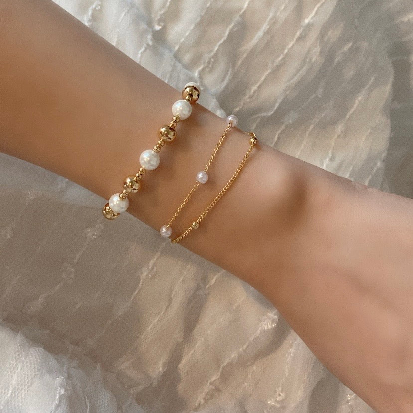 【Jooli Jewellery】Ethereal雙珠手鍊|18k鍍金飾品|手鍊