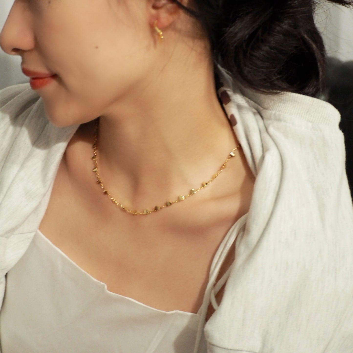 【Jooli Jewellery】Serendipity愛心鎖骨鍊｜18k鍍金飾品｜項鍊